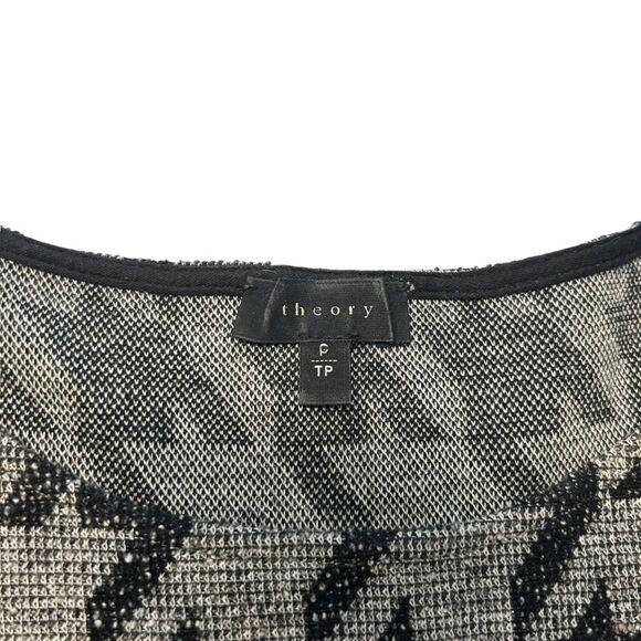 Theory XS Petite Houndstooth Peplum Blouse Metallic Gray Black Academia 2000s - Picture 7 of 7